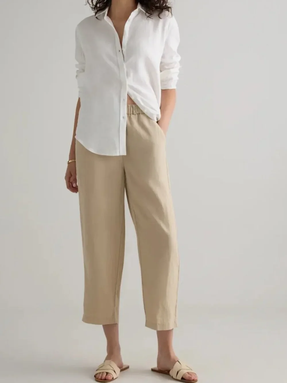 Quince 100% European Linen Pants in Driftwood